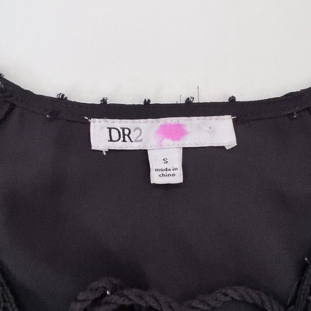 Anthropologie DR2 Size S Blouse Black Sheer Lined Swiss Dots - Picture 7 of 8